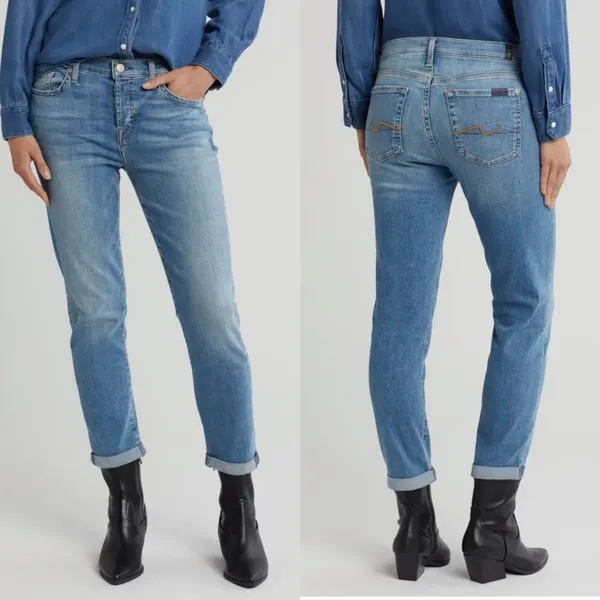 NWT 7 for‎ all mankind Josefina feminine boyfriend Straight Leg Jeans Sz 34 - Image 2