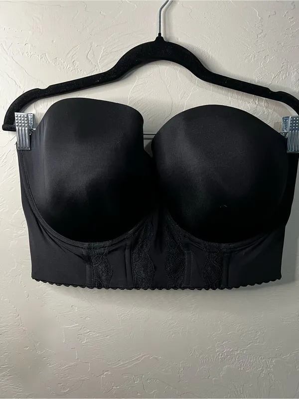 Parfait Elissa Full Busted Black Strapless Lace Detail Bustier Longline Bra - Image 3