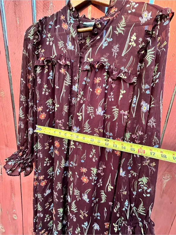 Eloquii Elements Floral Long Sleeve Midi Dress - Burgundy - size 16 - Image 9