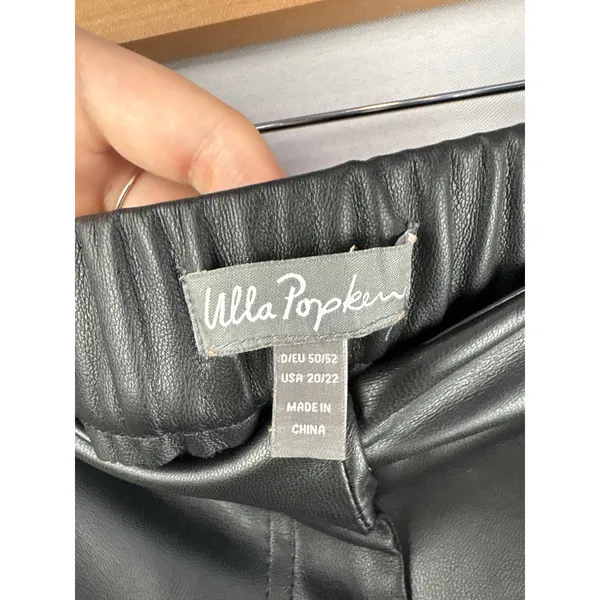 Women’s Ulla Popken Size 20/22 Black Faux Leather Pants - Image 4