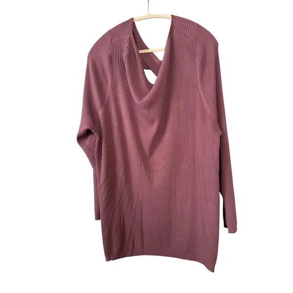 Maurice's Mauve Long sleeved waffle knit sweater with a cut-out‎ Sx 2X - Image 5