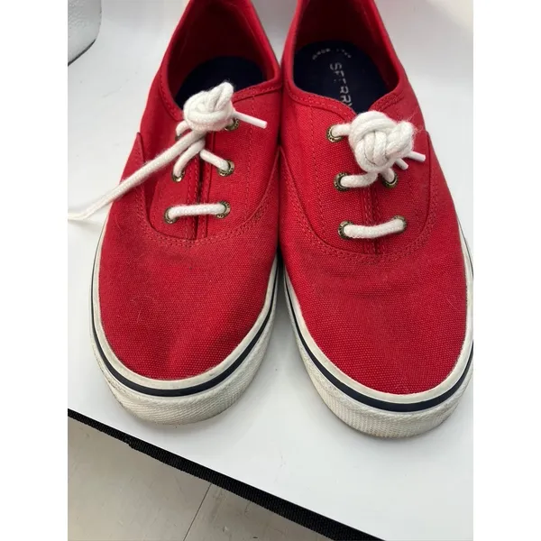 Sperry Crest Vibe Sneakers Womens 8 Red Canvas Low‎ Top STS84827 - Image 6