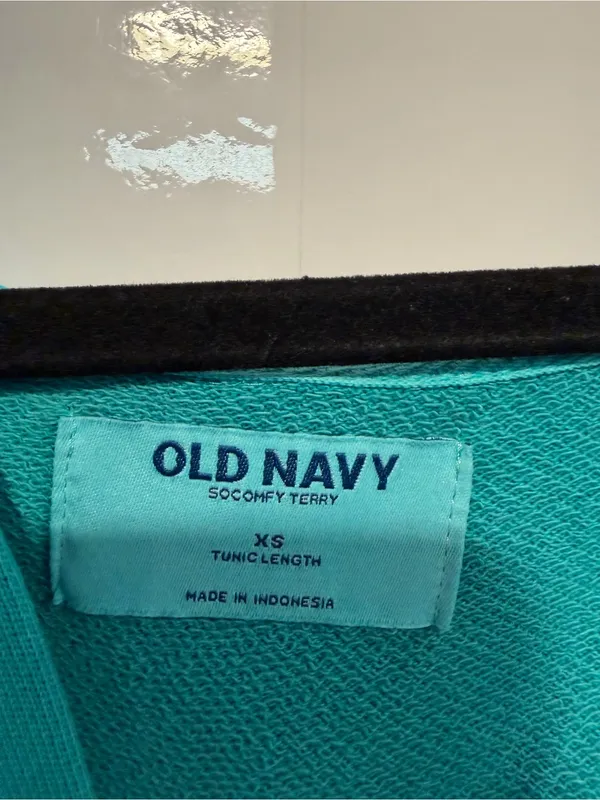 Old Navy Teal beachy tunic length V-Neck Hoodie Sweatshirt - Image 2