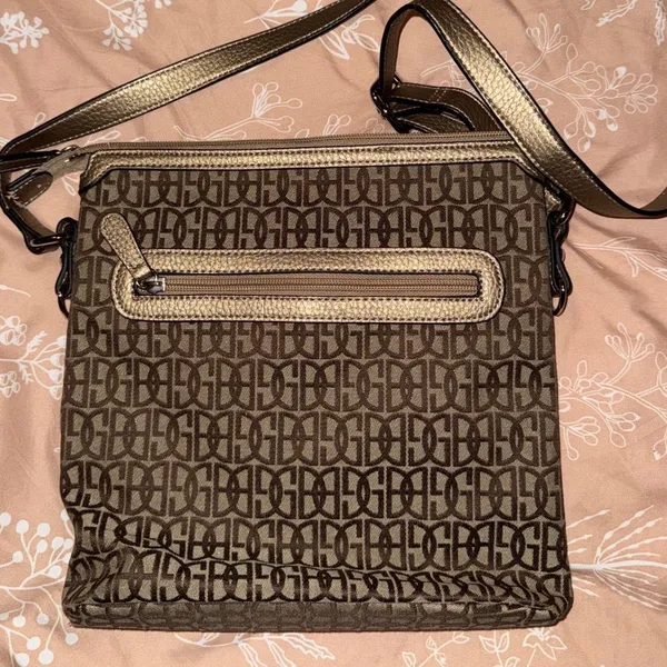 Giani Bernini‎ Crossbody Bag Monogram Signature Jacquard Gold Trim Messenger - Image 2