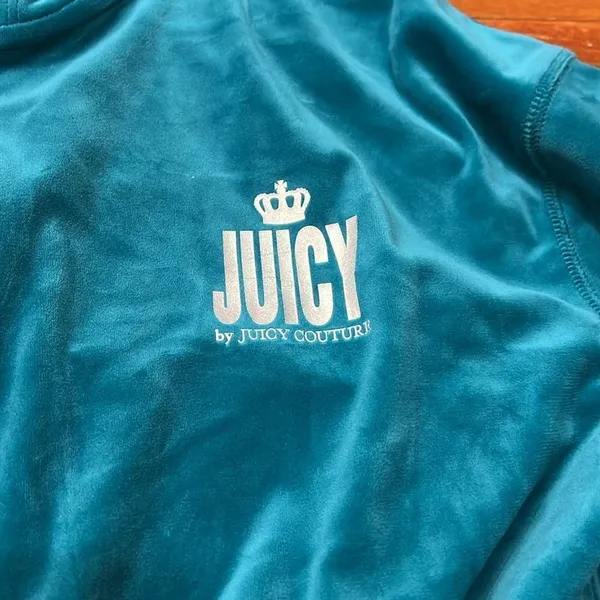 NWT Juicy By Juicy Couture Jumpsuit peacock Velour‎ Hooded Long Sleeve Zip Up L - Image 11