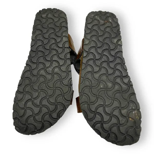 Birkenstock Birki's Sandals Sz 38‎ 7 5 Copper Bronze Snakeskin Print Shoes - Image 5