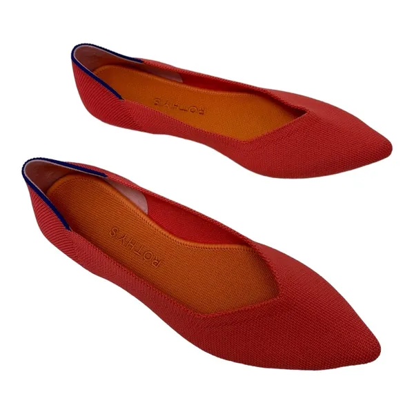 Rothy’s The Point Coral Pink Knit Ballet Flats Size 7.5 - Image 3
