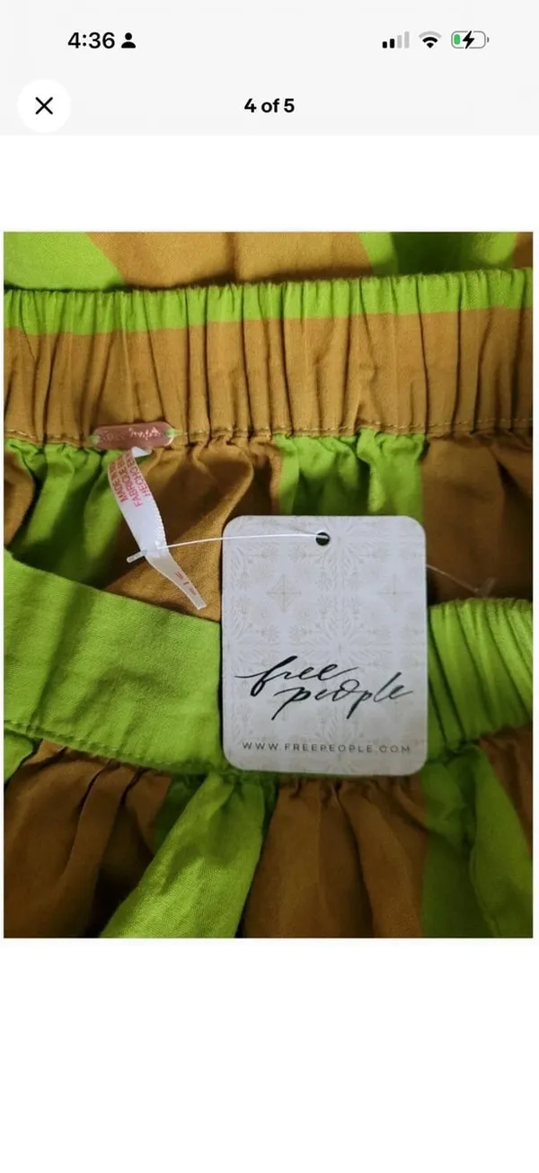 NEW Free People Lime Green & Mustard Striped Maxi Skirt XSmall - Image 3