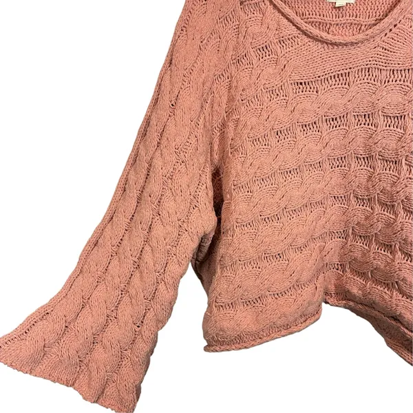 POL Sweater Cable Knit Oversized Pullover Peach Pink Womens Size Medium - Image 3
