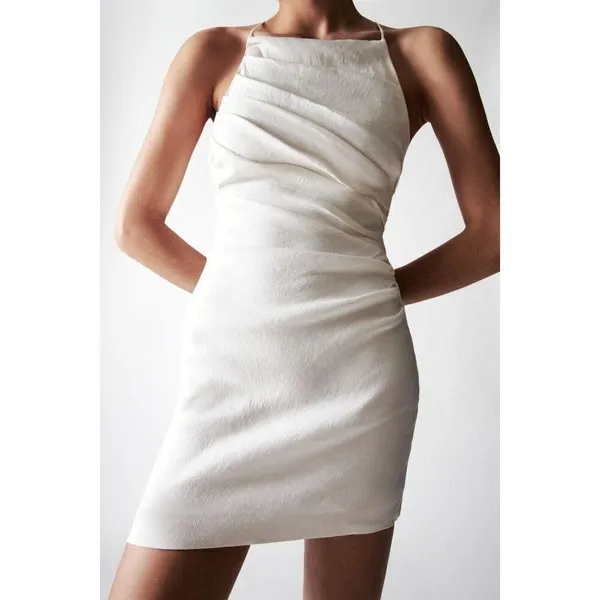 ✨Zara Draped Linen White Sz XS Dress✨ - Image 3
