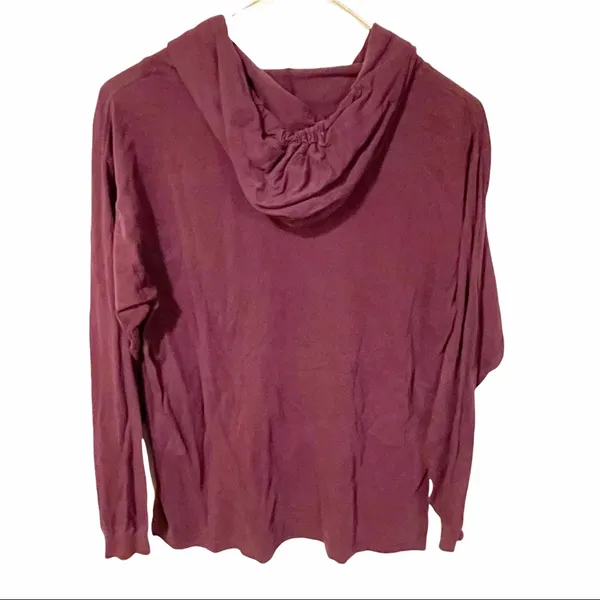 Victorias Secret Pink‎ Medium Burgundy Maroon Spell Out Hooded Sweatshirt - Image 4