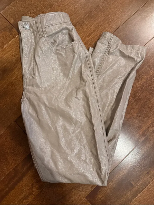 Abercrombie Woman’s Taupe Metallic High Rise Straight-Leg Pants- Sz 25 - Image 2