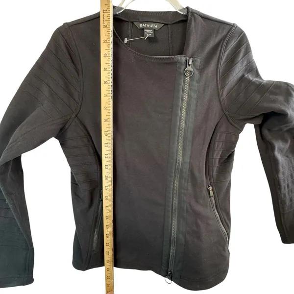 Athleta Moto Style Zip Front Jacket‎ Quilted Black Athletic Casual Wear M Grunge - Image 12