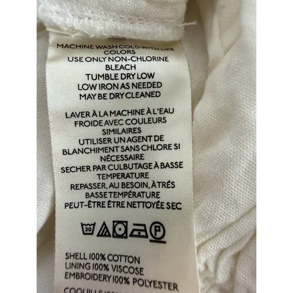 Free People Roselle Eyelet Mini Skirt Ivory‎ Button Front Drawstring Women's Med - Image 12
