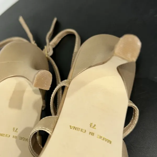 White House Black Market metallic gold heels - Image 6