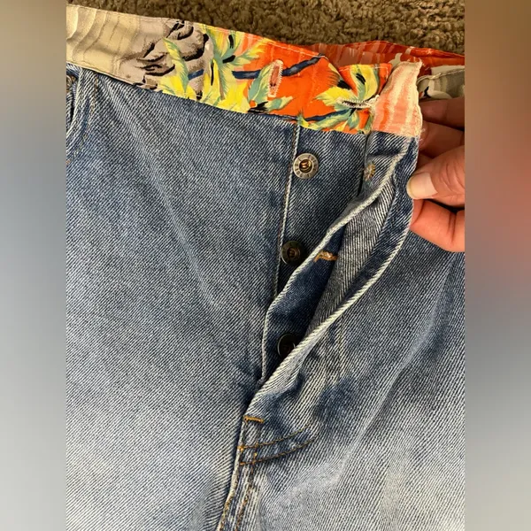 Agolde Rio Palm Tree Print Cuff Jeans Size 29 Y2K - Image 4