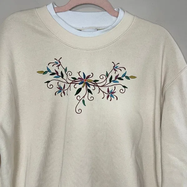 EASY COMFORTS STYLE Embroidered‎ Sweatshirt, XL White - Image 2