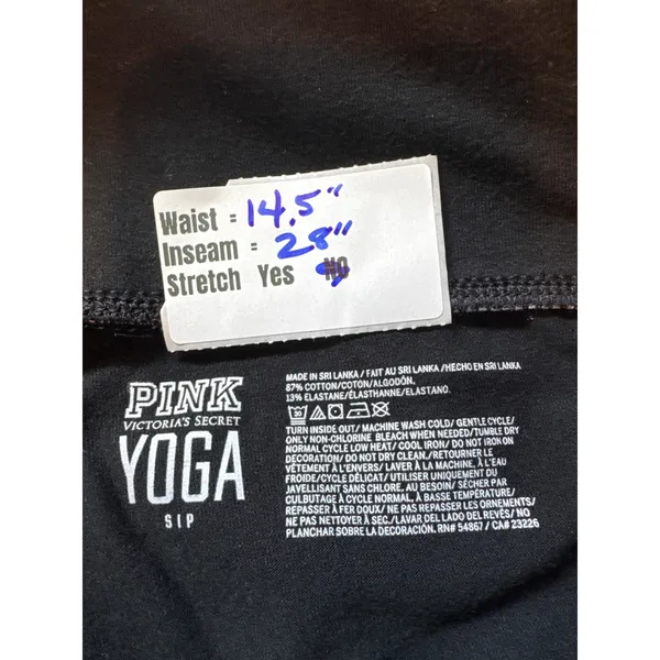 Victoria's Secret PINK Yoga Leggings Womens Small‎ Pocket Black Workout Gym - Image 3