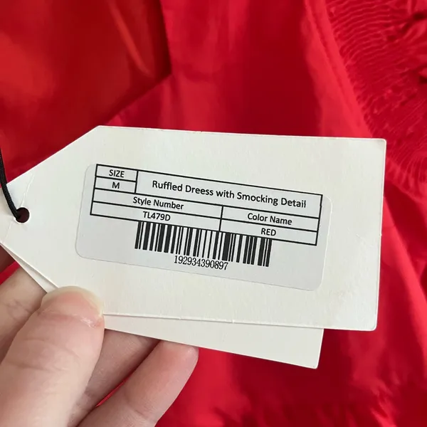 NWT English Factory Women’s Ruffled Dress with Smocked Detailing in Red - Image 5