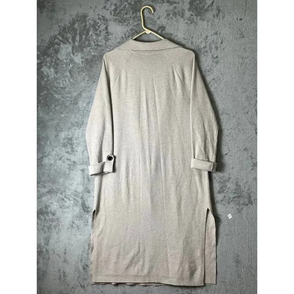 Ann Taylor Long Duster Jacket Small Cotton Blend Neutral Minimalist Lightweight - Image 3
