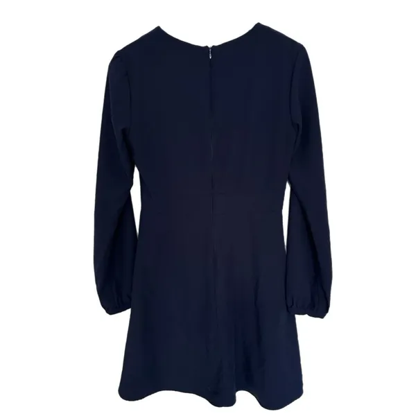 HUTCH Designer Button Front Mini Dress Navy Long Sleeve V-Neck Womens Sz S 4 - Image 7