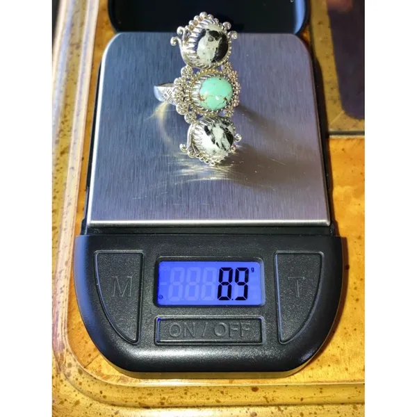 White Buffalo Turquoise Nevada Turquoise Sterling Silver Heart Ring Size 7 - Image 8