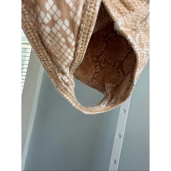 Aritzia Beige Snake-Print Square Neck One-Piece - Image 3