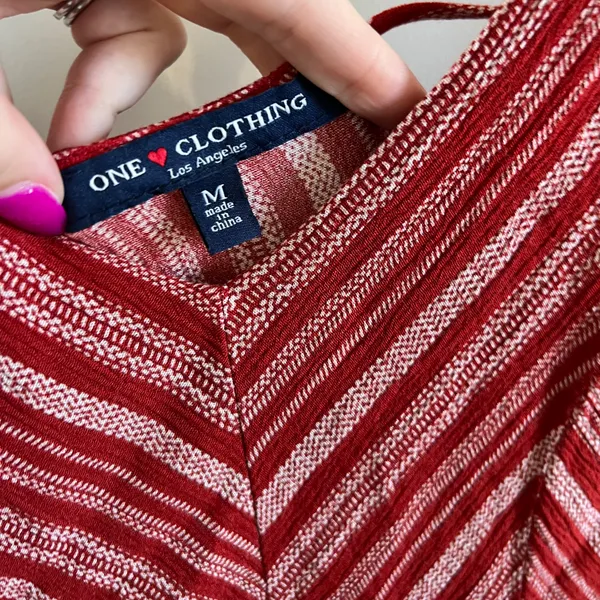 One Clothing Red Striped Romper - Image 7