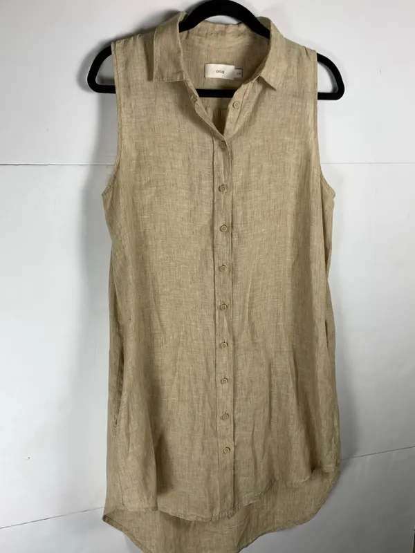 Onia Sleeveless Button-Front Swim Coverup in Beige - Image 5
