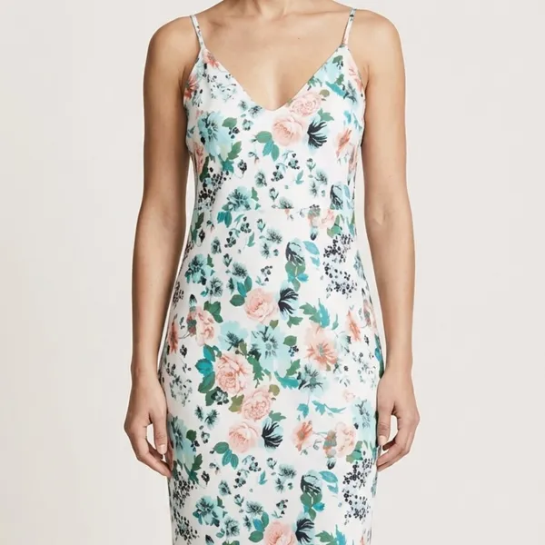 Auditions Floral slip dress bodycon spaghetti strap garden party marked M/L‎ - Image 2
