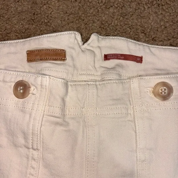 Anthropologie Pilcro Kit High Rise Wide Leg Buckle Trouser Pant Cream Pant 32 - Image 8