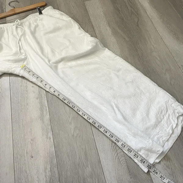 Abercrombie & Fitch Pants linen gemma wide leg crop womens White (large petite) - Image 4