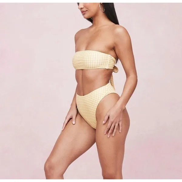 Nasty Gal Gingham Bandeau High Leg Bikini Set 2 NWT - Image 2
