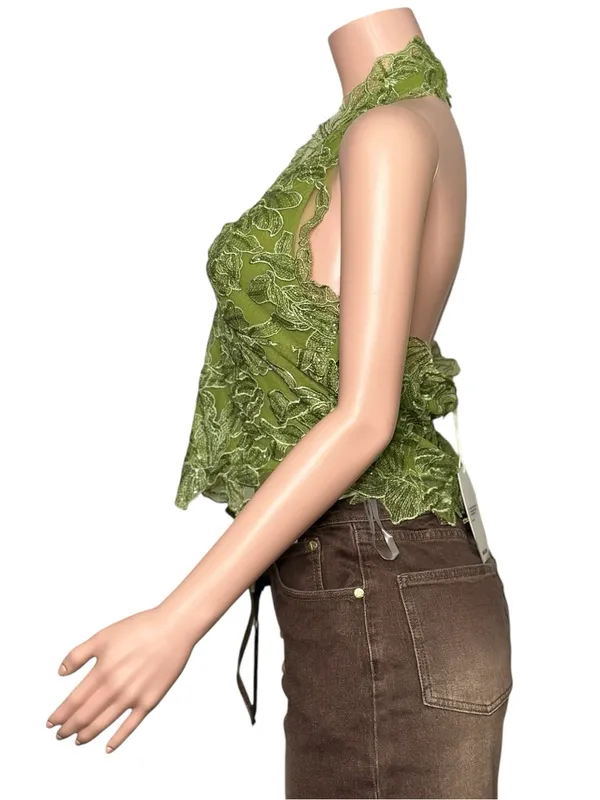 JADED LONDON Roswen Lace Corset Halter Top, Green, 8 (US) - Image 5