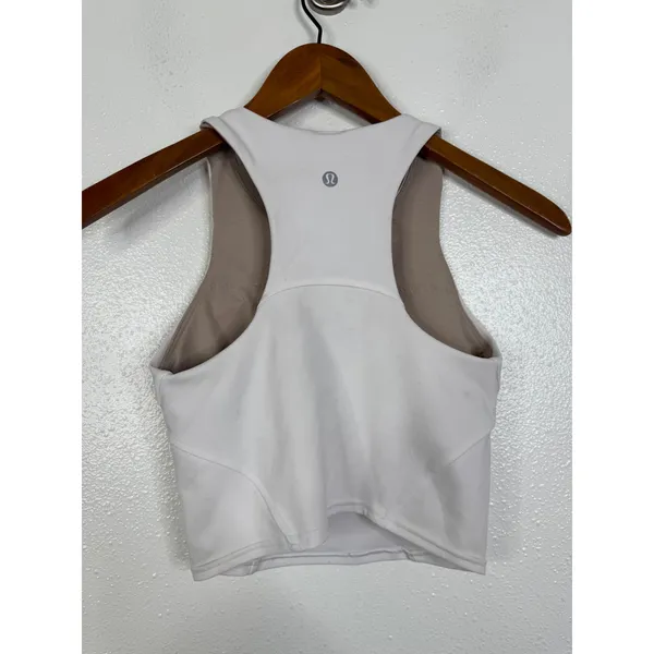 Lululemon Invigorate Training Tank Top White Everlux Cropped Racerback Size 2 - Image 5