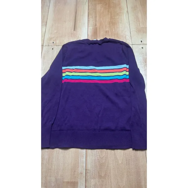 Time and Tru Womens Talking Sweater Purple Pearl Stripe XXL 20‎ New - Image 5