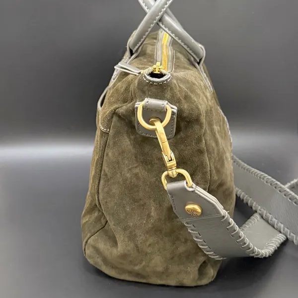 HOBO Shiela Herb Olive Green Suede Leather Medium Satchel Crossbody Bag - Image 6