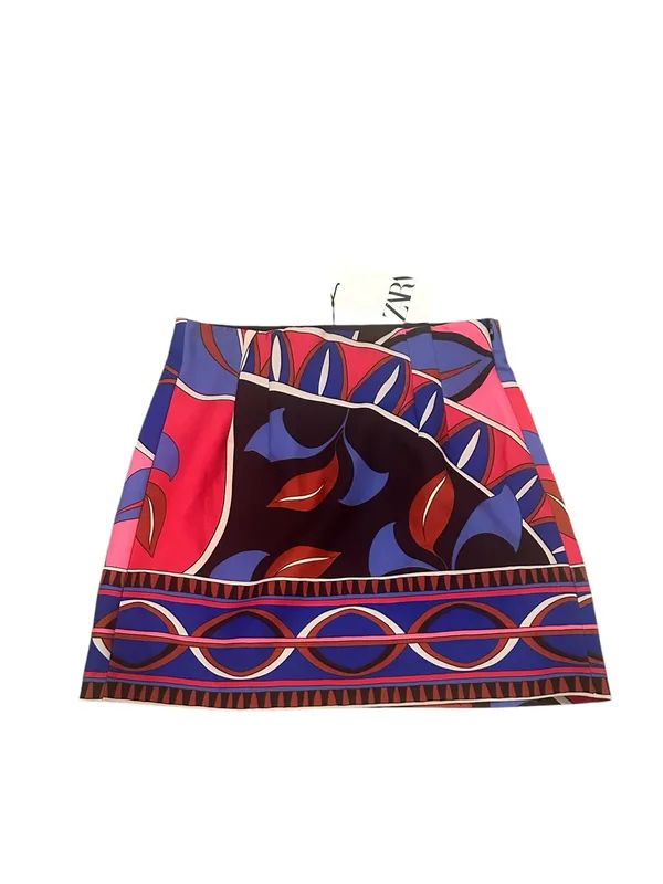 Zara High Waist Viral Mini Skirt Multicolor Pink Purple Mod A-line Size Small - Image 3