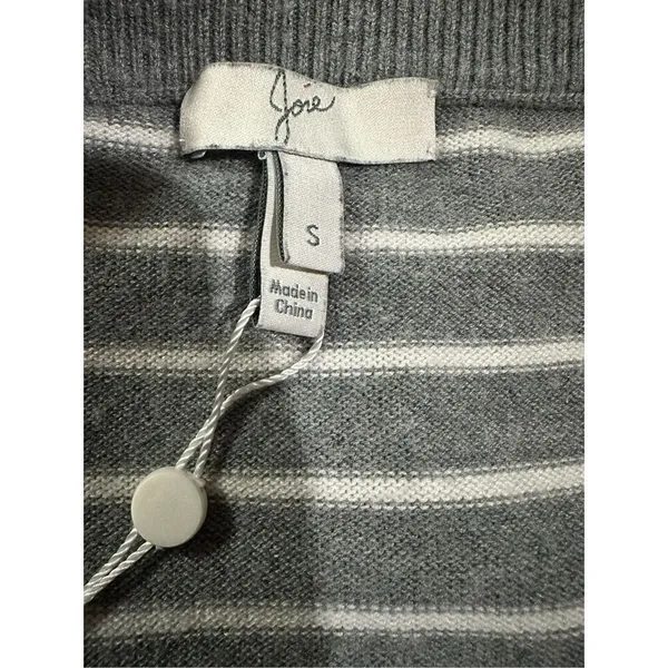 Joie‎ gray white striped ruffle sweater sz small - Image 2