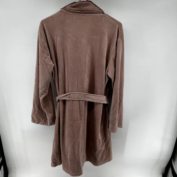 Donna Karan Sleepwear Robe Tie Waist Shawl Collar Pocket Lounge Fleece Pink S/M - Image 6