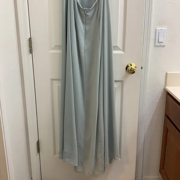 Bhldn Diana Sage green mint gown ruffle slit med - Image 12