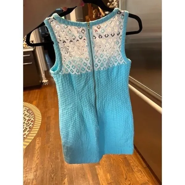 Lilly‎ Pulitzer Dress Womesn Blue Lace trim Size 0 XS - Image 4