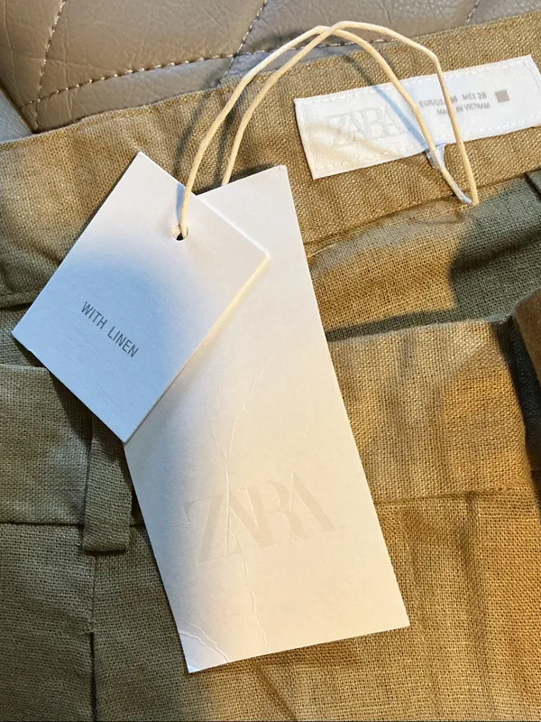 Zara High-Waist Tailored Shorts in Tan - Image 4