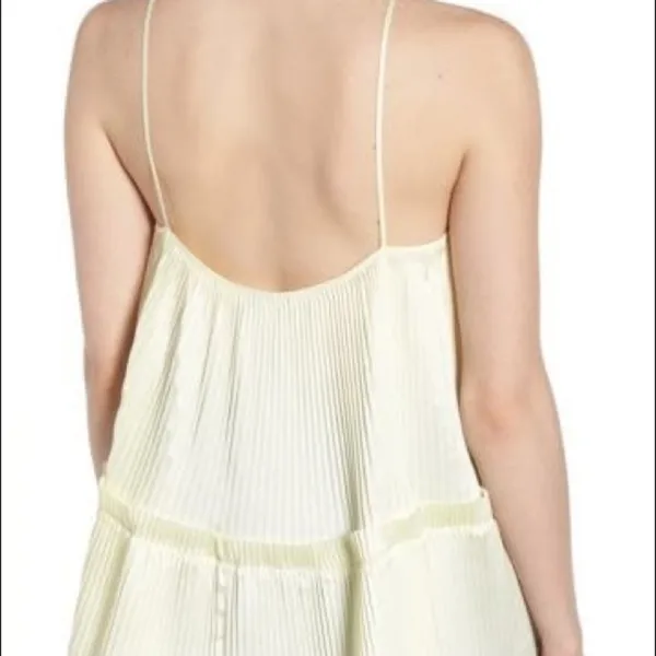 Lewit Green Essence Pleated Swing Top Square Neck Spaghetti Strap Yellow Size XS - Image 3