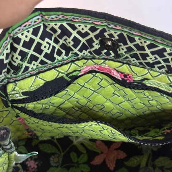 Vera Bradley Black Tote with Pink and Green Floral Pattern - Image 3