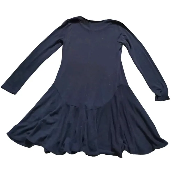 Karen Kane Black Dress Women Size Large Fit Flare Long Sleeve Asymetrical Hem - Image 2