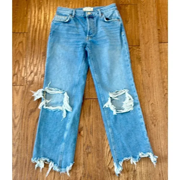 Free People We The Free Maggie mid rise straight crop distressed knee Jeans 25 - Image 12