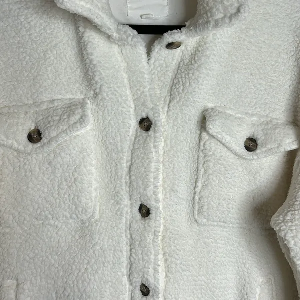Aerie Dream Sherpa Jacket Oversized Fall Winter Cozy Button Down - Size Large - Image 2