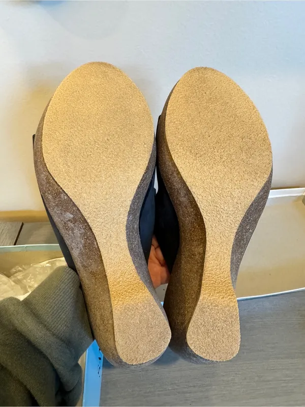Sam & Libby Wedge Sandal Ankle Strap Size 8 Cork Heel‎ Black Open Toe NIB - Image 5