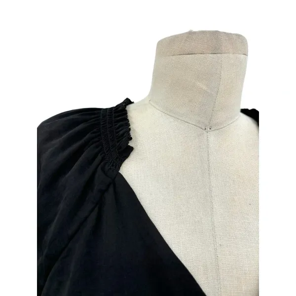 Current Air Los‎ Angeles Black Ruffle Short Sleeve Blouse Size Small - Image 3